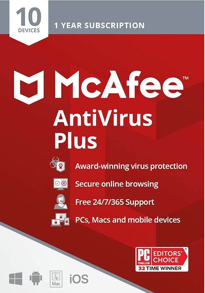 McAfee Antivirus Plus 2021 -10 Devices – Activation Code